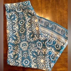 Feather and Bone By Anthropologie Blue/White Paisley wide leg palazzo pants sz 8